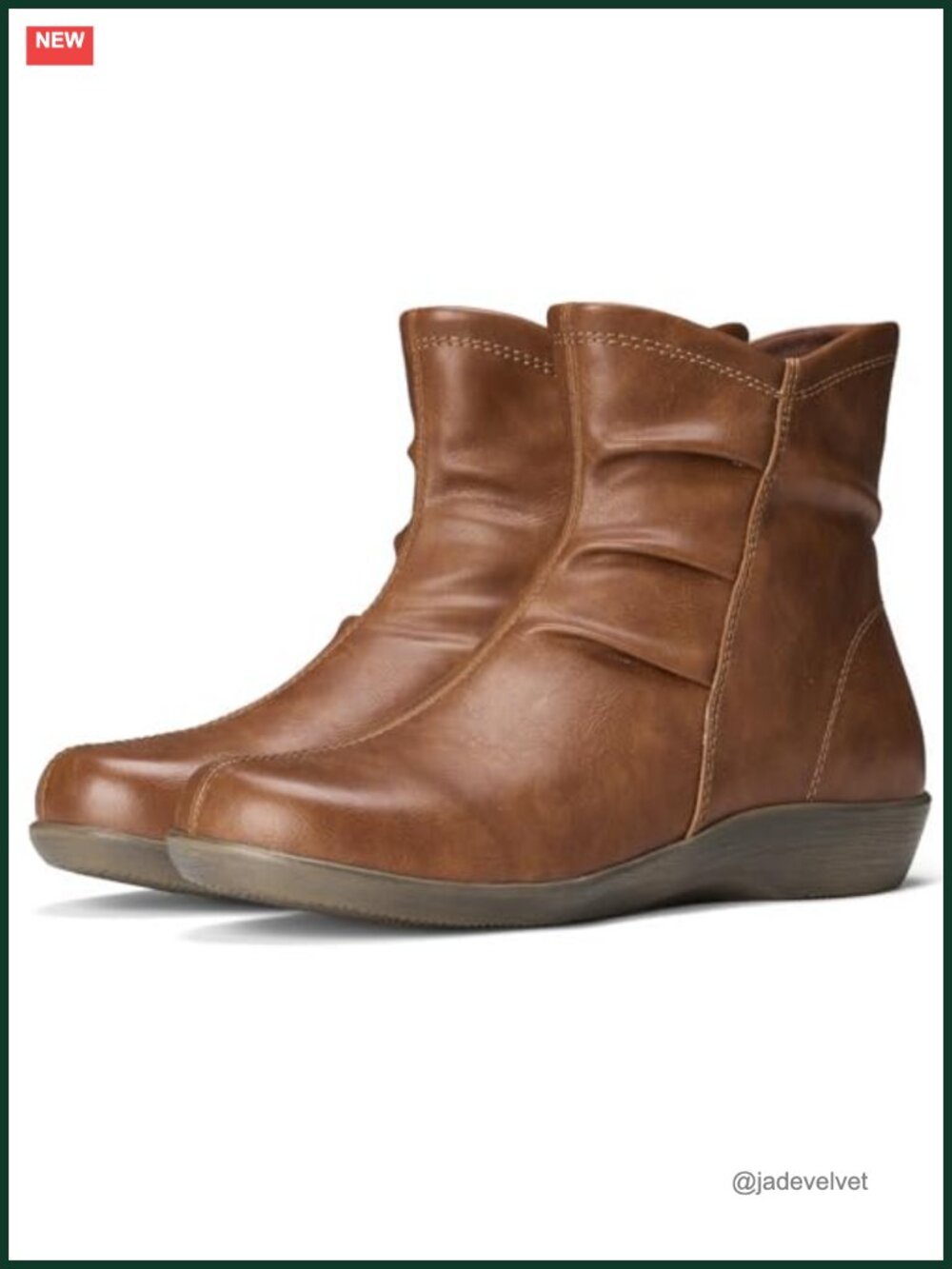 Women's Flat Ankle Boots Ruched Round Toe Side Zip Leather Insole